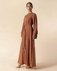 Bell Sleeve Abaya Rust