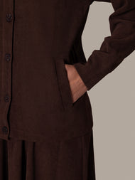 Funnel Neck Skirt Set Mushroom