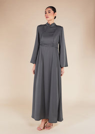 Fringed Open Abaya Grey