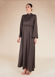 Fringed Open Abaya Mauve - Final Sale