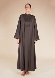 Fringed Open Abaya Mauve