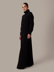 Funnel Neck Skirt Set Black