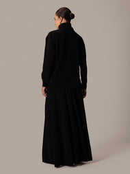 Funnel Neck Skirt Set Black