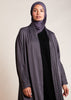 Pleated Open Abaya Charcoal