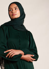 Crinkle Abaya Dark Green