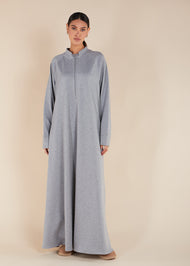 Front Zip Abaya Grey