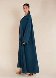 Two Piece Open Abaya With Slip Blue