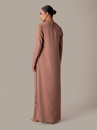 Mocha Side Button Abaya