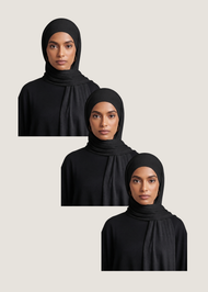 Premium Jersey Hijab Black -  3 Pack