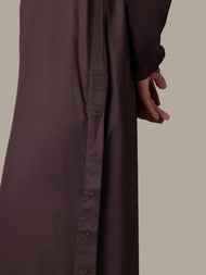 Side Button Abaya Charcoal