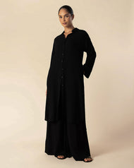 Linen Look Co-Ord Set Black