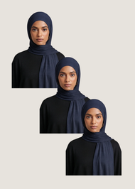 Premium Jersey Hijab Navy - 3 Pack