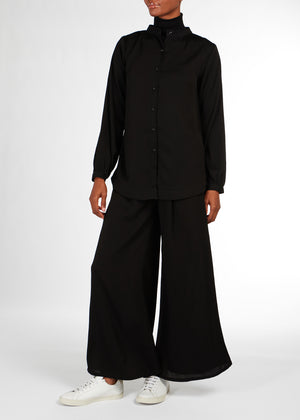 Cheesecloth Mandarin Midi Shirt Black | Midis & Tops | Aab Modest Wear