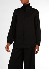 Cheesecloth Mandarin Midi Shirt Black | Midis & Tops | Aab Modest Wear