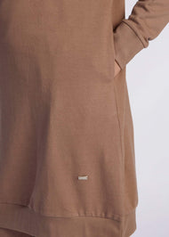 Mid Length Cotton Hoody Khaki | Aab Modest Activewear