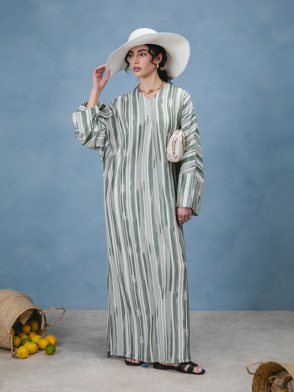 Green & Grey Crochet Kaftan | Modest Kaftans