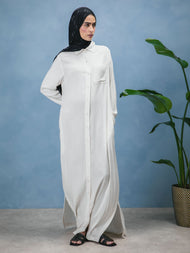 Cream Self Print Maxi Shirt