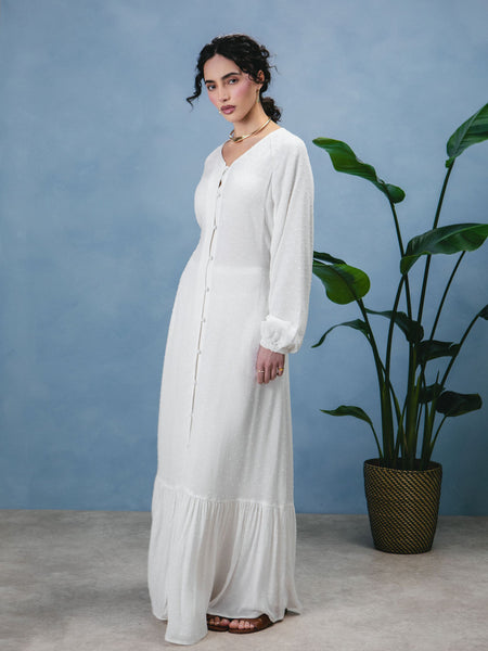 aab modest wear cotton maxi dress product info and reviews Textured White | Maxi Dresses bodycode_T1422 Beatrice Striped Lace-Up Collar a removable belt with US Kids Size - Go by the Measurements:10