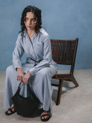 Sky Blue Cotton Maxi Shirt