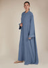 Two Piece Open Abaya With Slip Light Blue