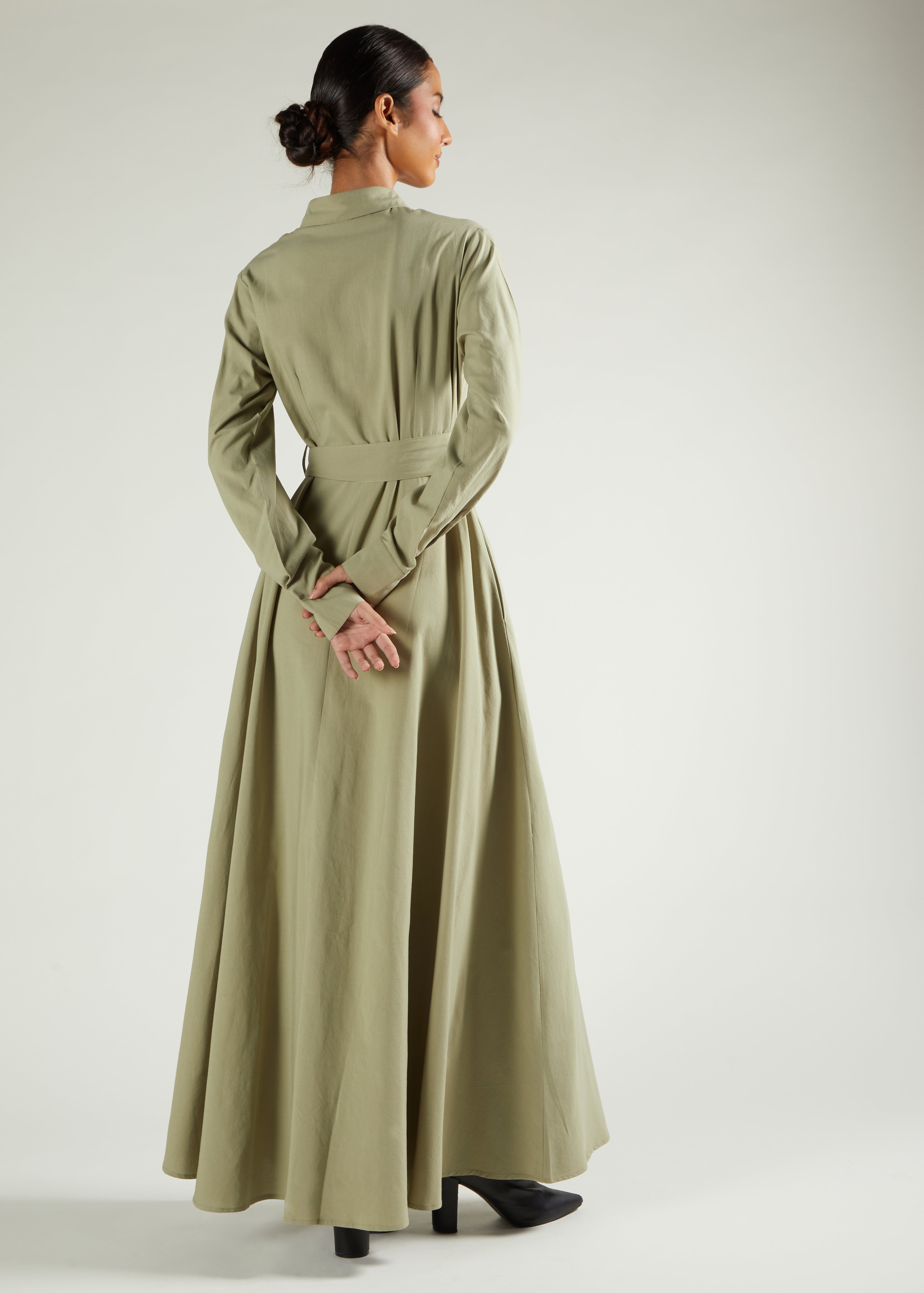 Green Tea Shirted Maxi | Modest Maxi Dresses