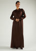 Contrast Stitch Abaya Brown