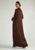 Contrast Stitch Abaya Brown