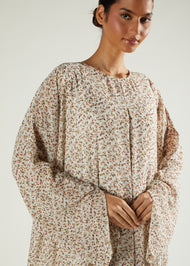 Cream Floral Prayer Abaya & Hijab