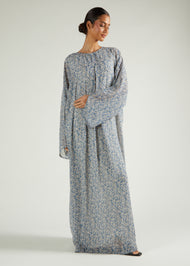 Pale Blue Floral Abaya & Hijab