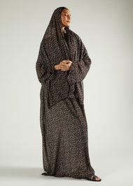 Black Floral Prayer Abaya & Hijab