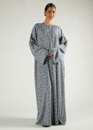 Blue Floral Prayer Abaya & Hijab