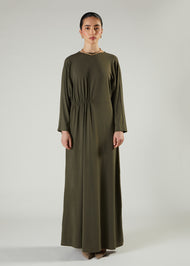 Side Pleat Abaya Olive