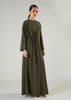 Side Pleat Abaya Olive