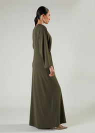 Side Pleat Abaya Olive