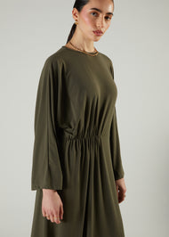 Side Pleat Abaya Olive