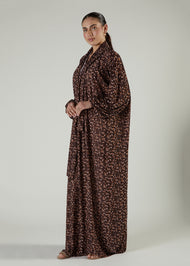Printed Prayer Abaya Beige Flower