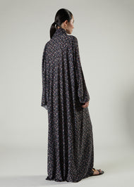 Printed Prayer Abaya Blue Flower