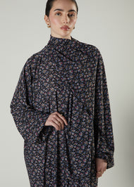 Printed Prayer Abaya Blue Flower