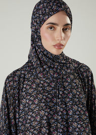 Printed Prayer Abaya Blue Flower