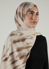 Tie Dye Hijab Beige & Brown