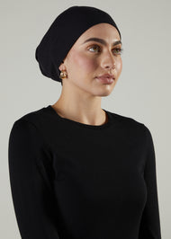 Tube Cap Black Hijab Cap