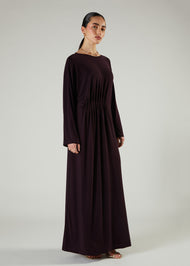 Side Pleat Abaya Plum