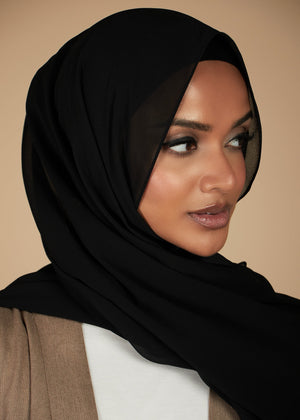 Black Crepe Hijab