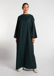 Boat Neck Cotton Abaya Green