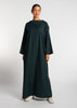 Boat Neck Cotton Abaya Green