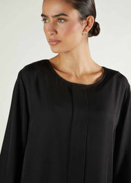 Box Pleat Abaya Black