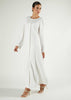 Box Pleat Abaya Off White
