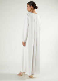 Box Pleat Abaya Off White
