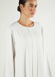 Box Pleat Abaya Off White