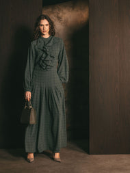Ruffle Neck Maxi Sea Green
